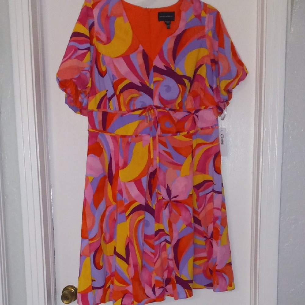 Donna Morgan Multicolor Swirl Midi Dress